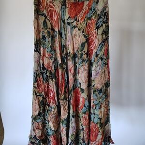 Coldwater Creek Red and Pink Pleated Maxi Skirt